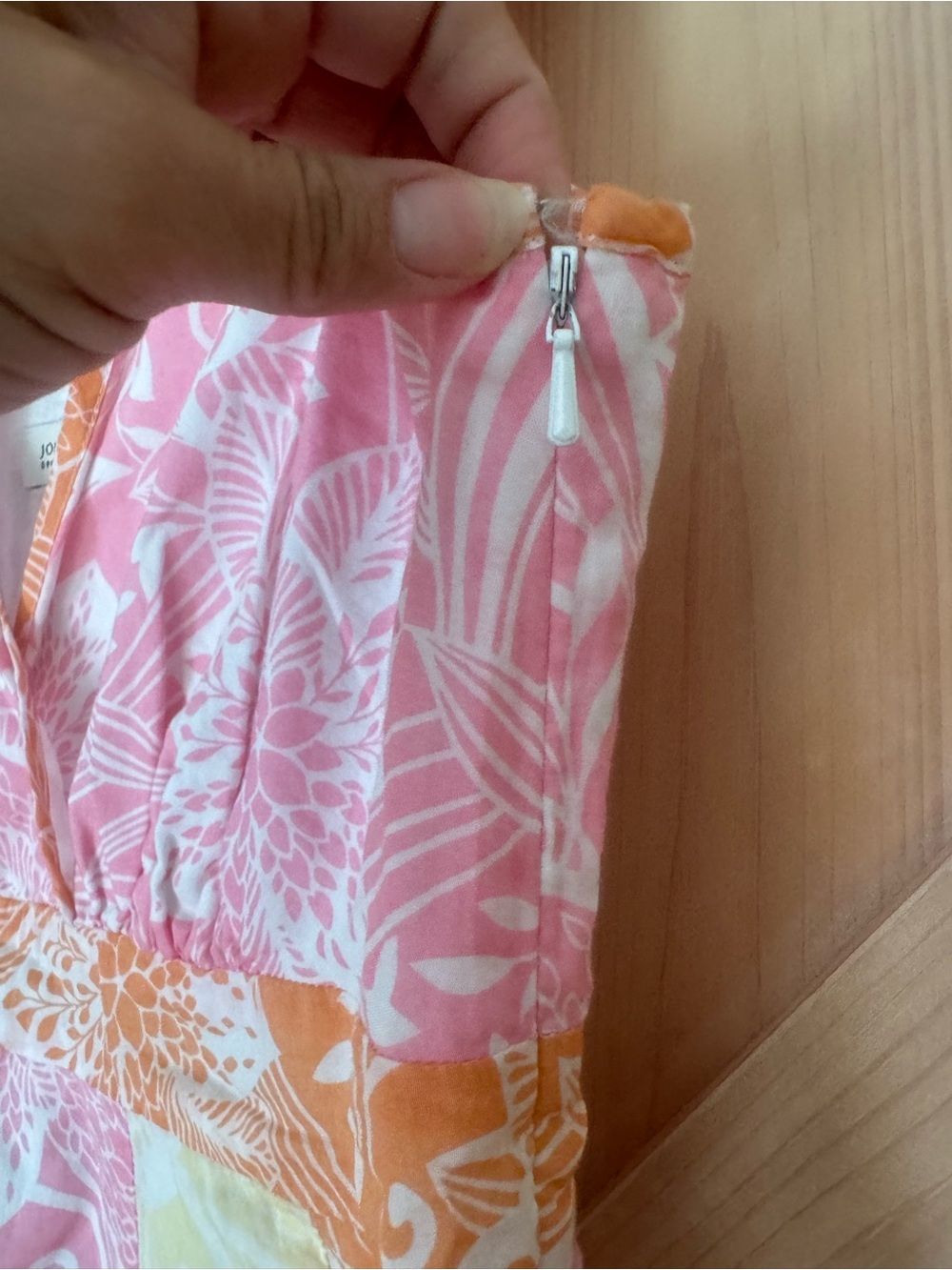 Sleeveless Floral Patchwork V-Neck Tank Top in Pink, Orange & Yellow - Picture 5 of 7